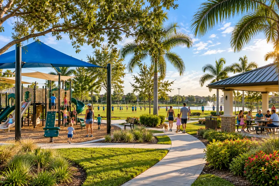 Conceptual scene of families at a park in Ave Maria
